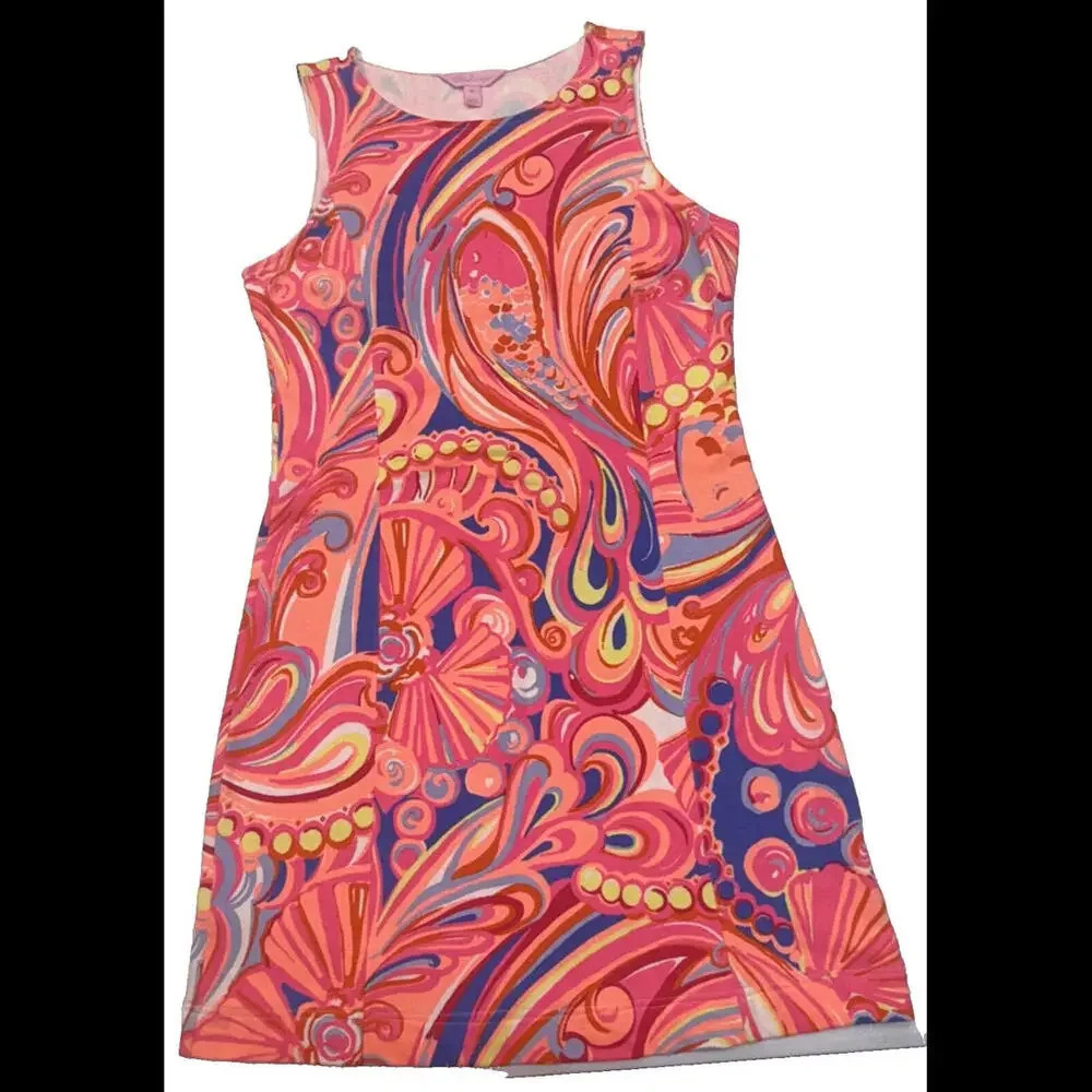 Lilly‎ Pulitzer Multi Reef Retreat Whiting Shift Dress Stretch Terry Knit XS